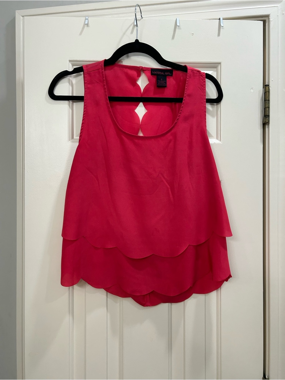 Material Girl Hot Pink Scallop Tiered Sleeveless Top